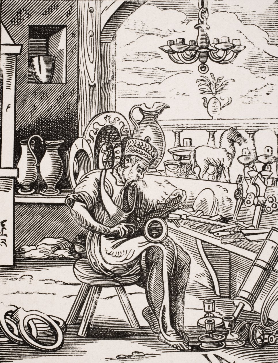 Coppersmith, reprodukce dřevorytu od Josta Ammana (1539-91) z 