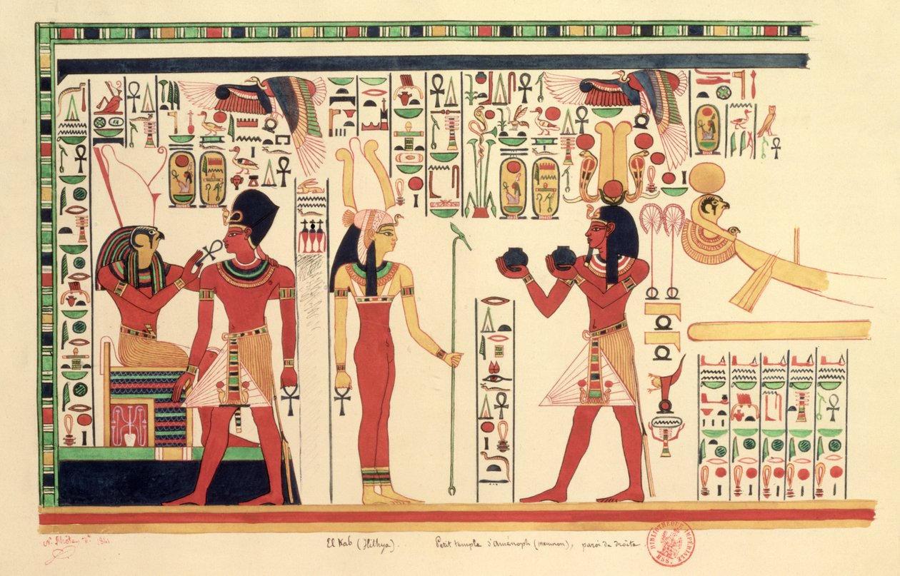 Kopie fresky z chrámu Amenophis III v El Kab (Elethya) 1841 od French School