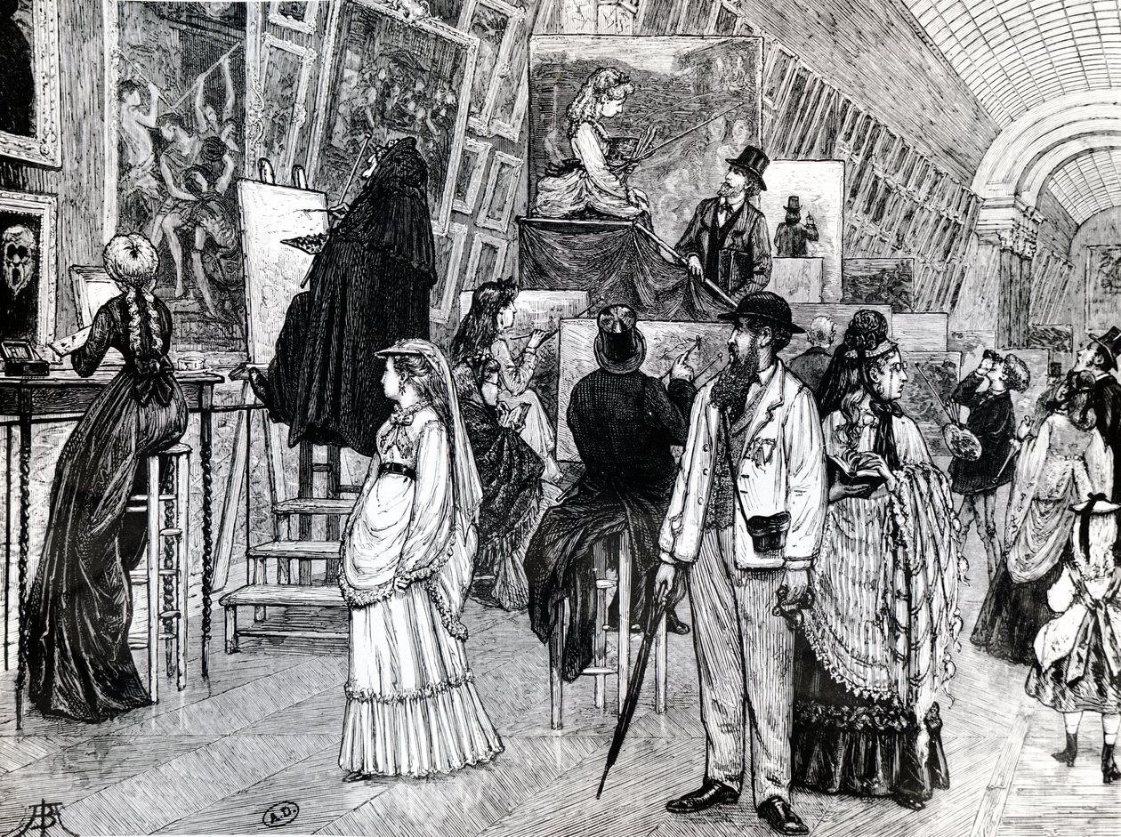 Kopírovači v Grande Galerie v Louvru, c.1880 od French School