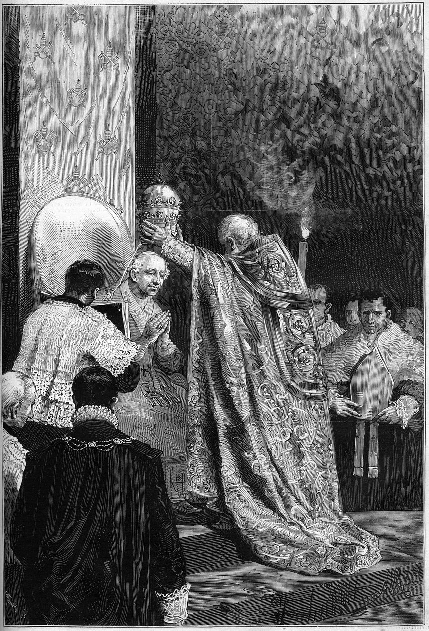 Korunovace papeže Lva XIII (Leone) (1810-1903) v Sixtinské kapli od French School