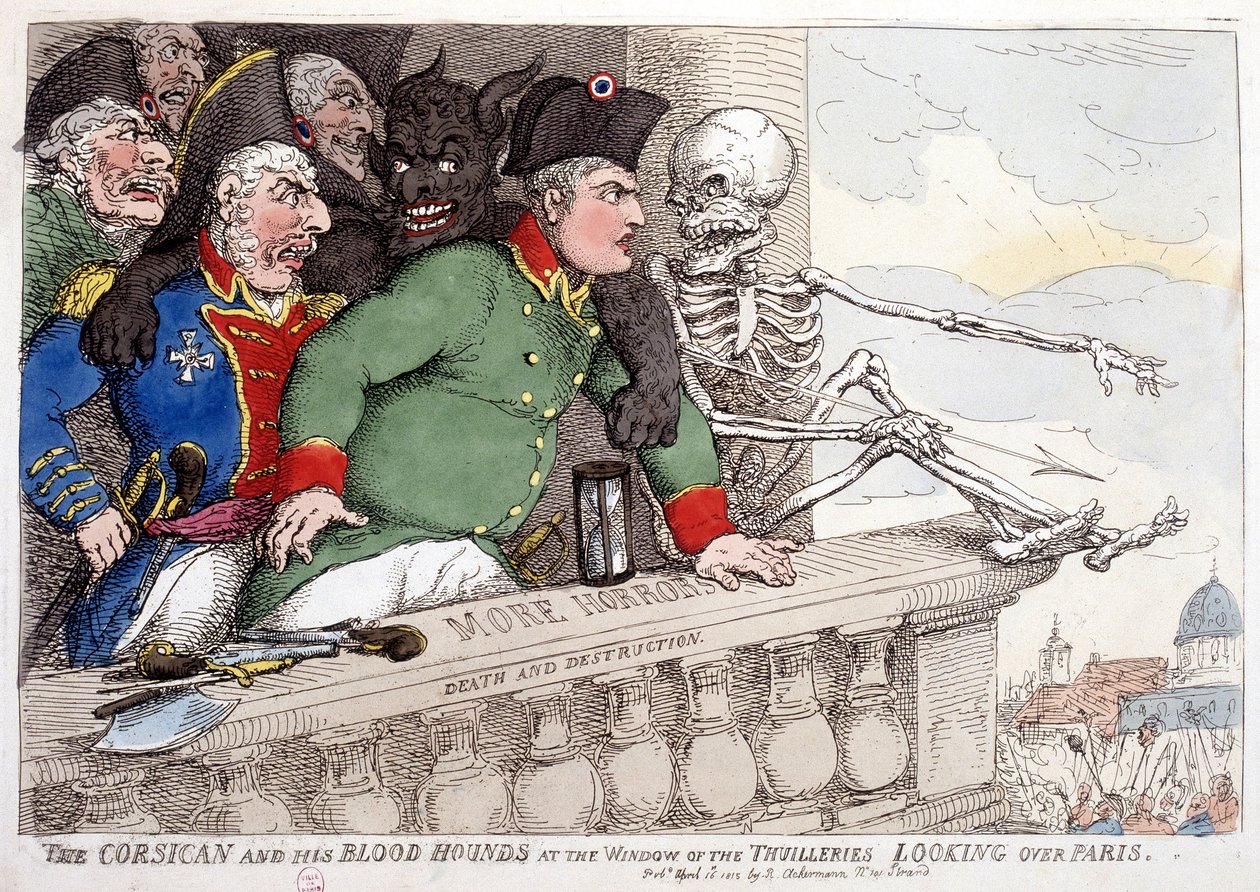 Korsika a její krvežíznivý pohled na Paříž oknem Tuilerií - v "Napoleonovi I.", karikatury, sbírka figurín, cca 1814-1815. od French School