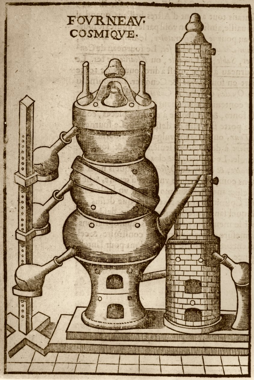 Kosmická trouba, z knihy La Theotechnie Ergocosmique od Annibala Barleta (1653), ilustrovaná v dějinách magie vydané koncem 19. století. od French School