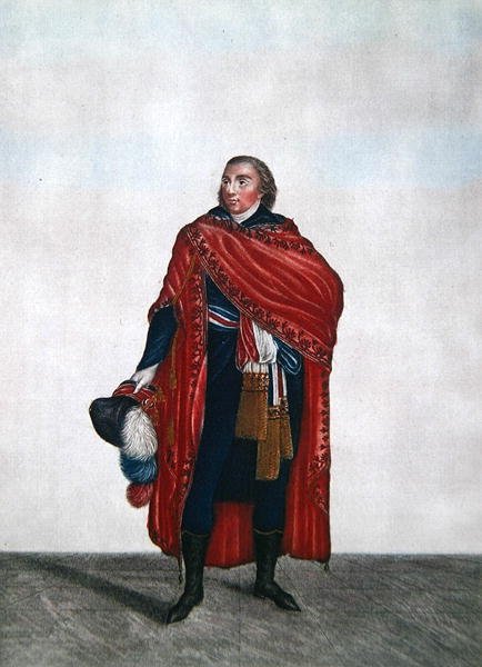 Kostým představitele lidu v době ředitelství, kolem roku 1797 (barevná rytina) od French School
