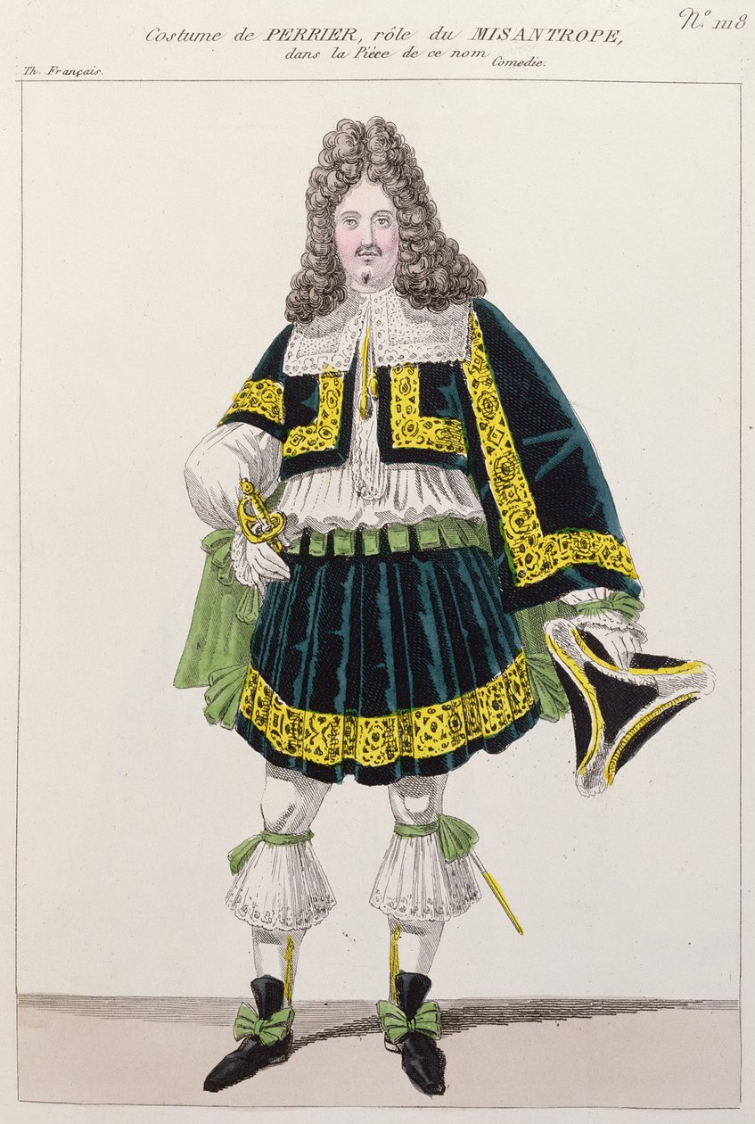 Kostým, který nosil herec Perrier v Le Misanthrope od Moliere (1622-73) od French School