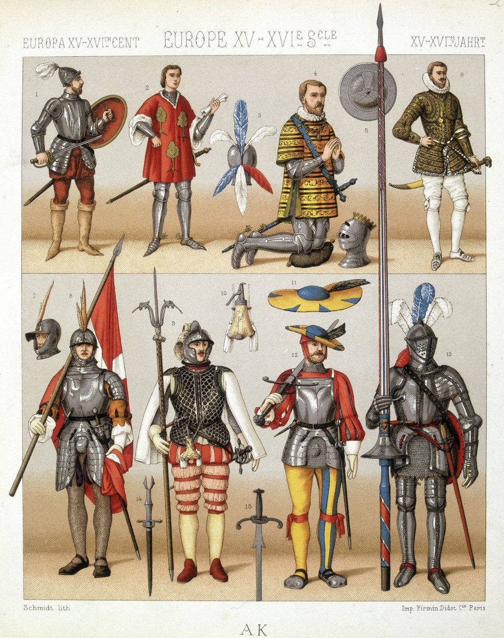 Kostýmy a zbroj středověku - v knize "Historický kostým" od Racineta od French School