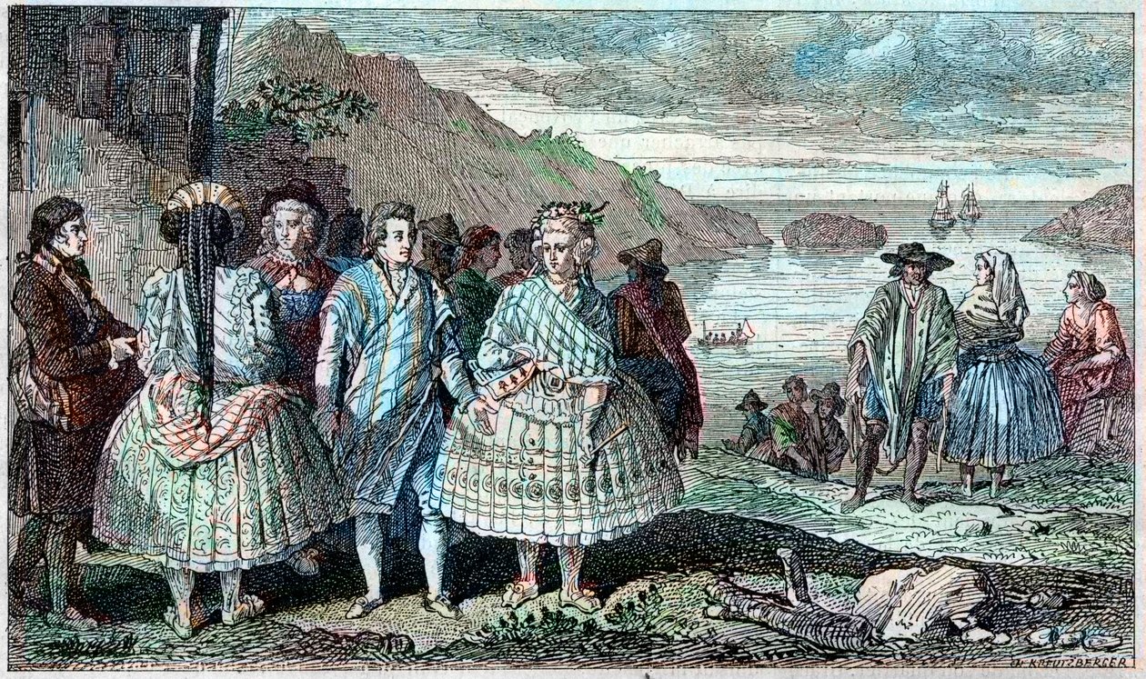Kostýmy obyvatel La Conception (Chile) - Atlas du Voyage de La Perouse (Laperouse) po celém světě v letech 1785-1788, Paříž 1797. od French School