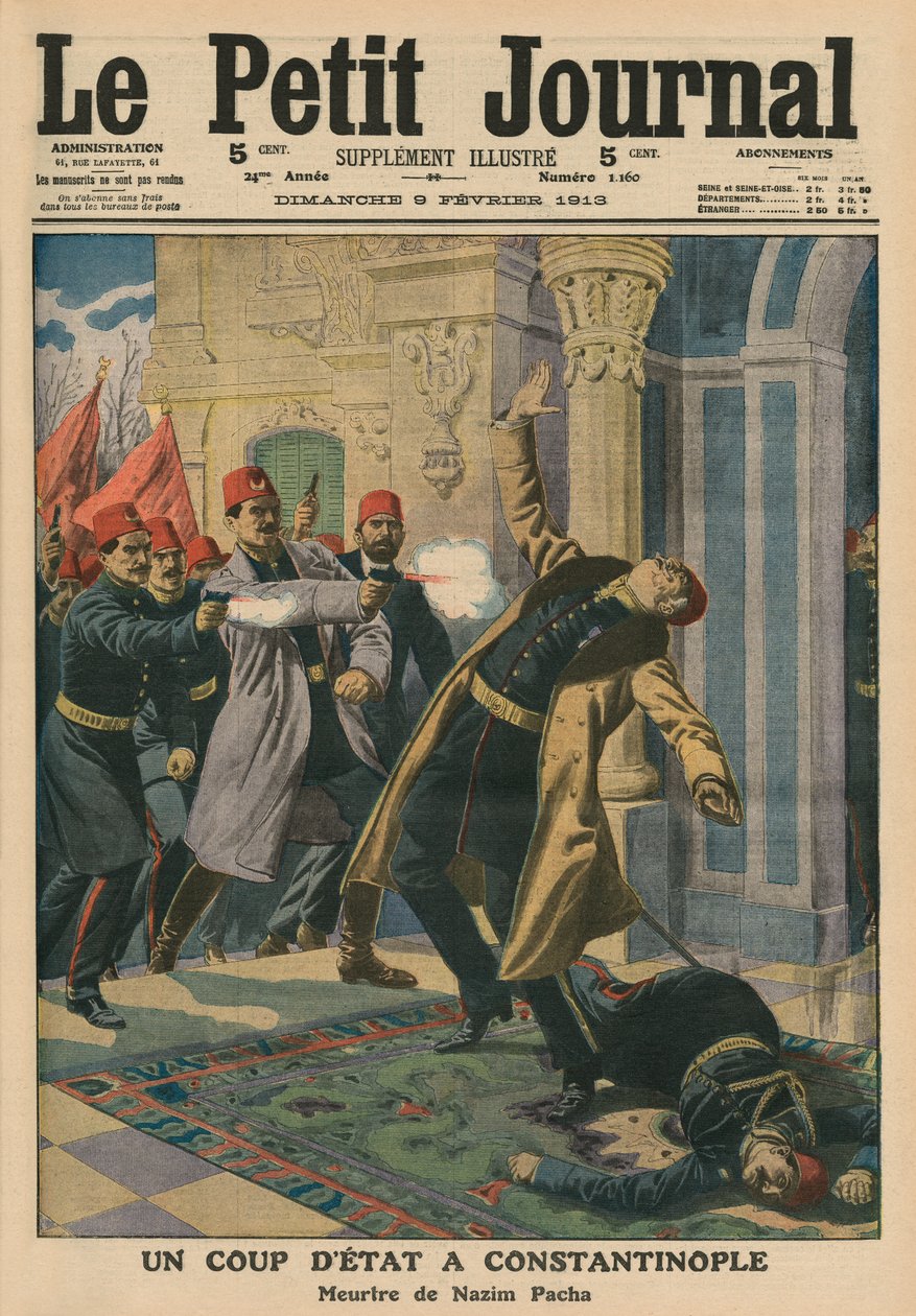 Státní převrat v Konstantinopoli, vražda Nazima Paši, ilustrace přední obálky z 