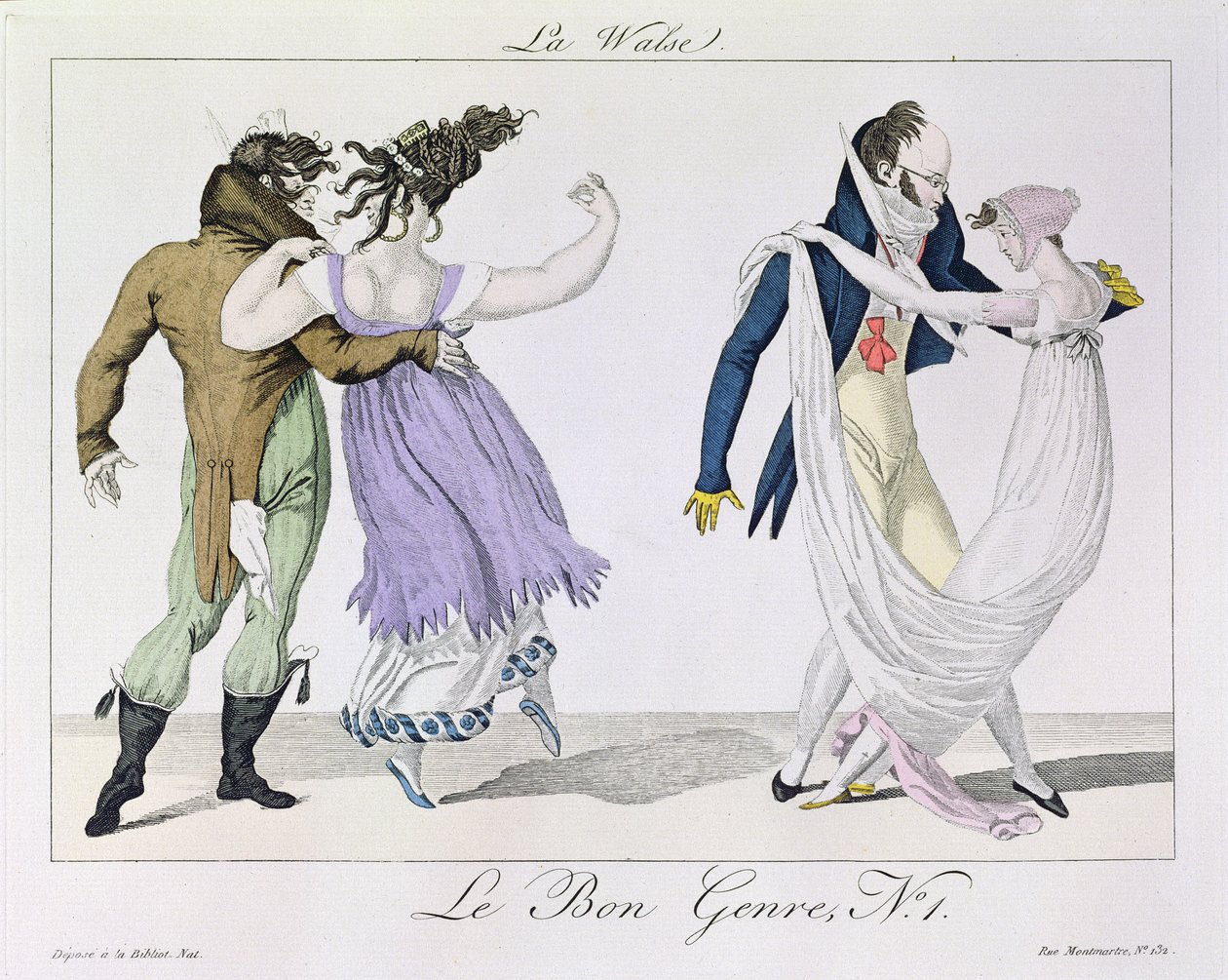 Couples Dancing the Waltz, z žánru Le Bon, kolem roku 1810 od French School