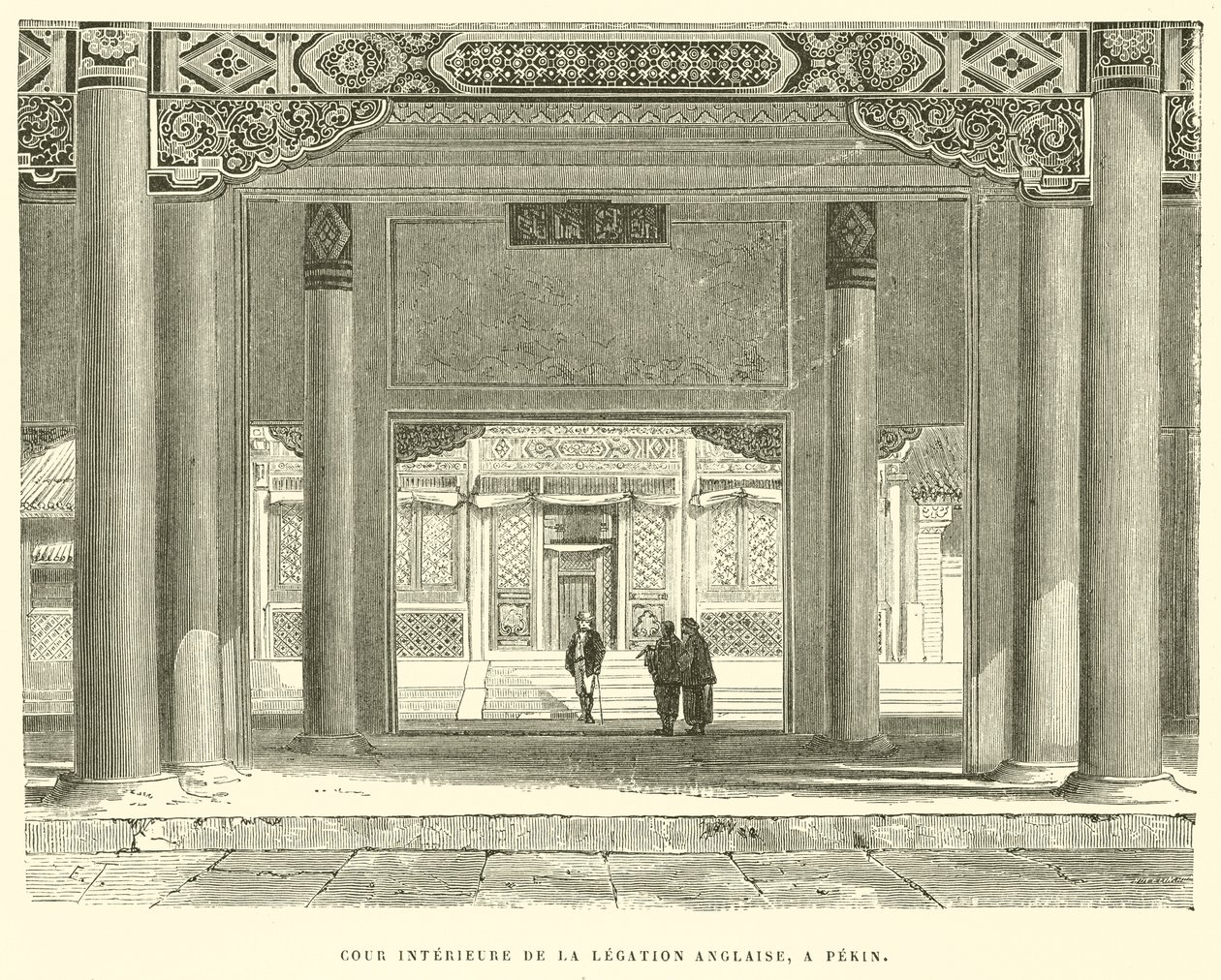 Cour Interieure de la Legation Anglaise, a Pekin (rytina) od French School