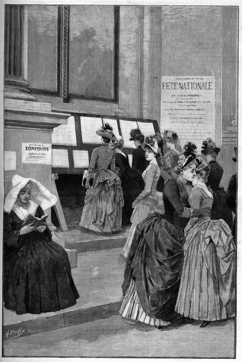 Cour des Tuileries: Výsledky přijímacích zkoušek v Hotel de Ville de Paris pro mladé dívky v roce 1887. od French School