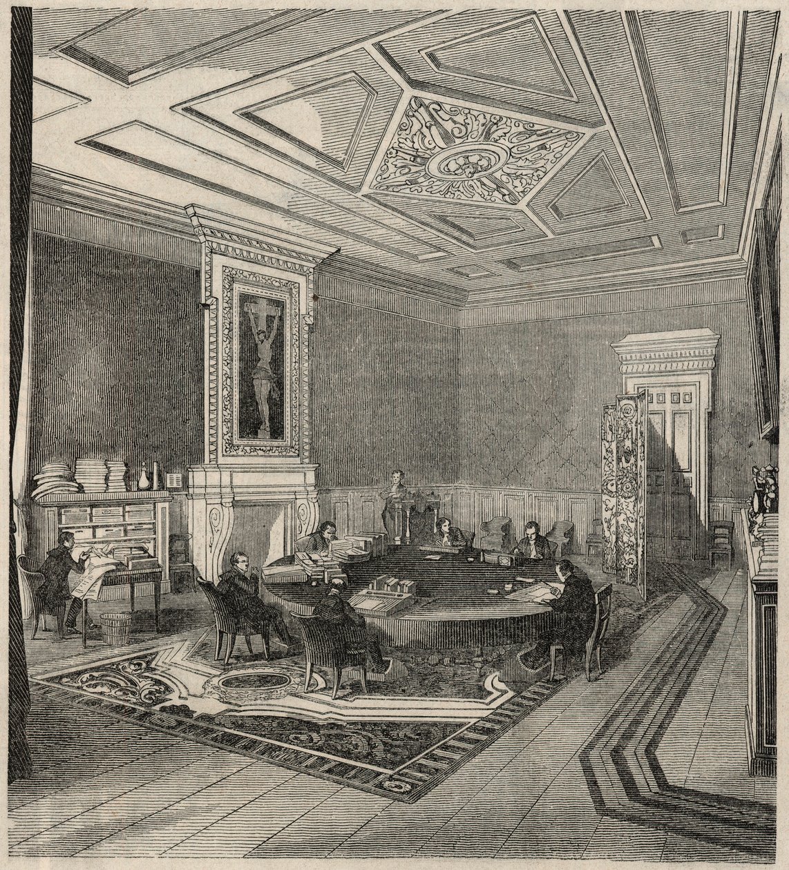 Účetní dvůr - místnost výboru - rytina v „Tableau-de-Paris“ od Edmonda Texiera 1852 od French School