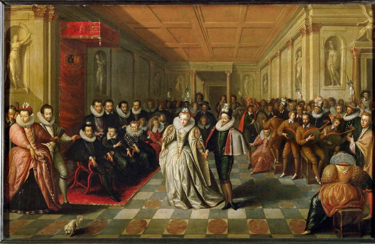 Dvorní ples v Palais du Louvre u příležitosti svatby Anny, vévodkyně de Joyeuse ... od French School