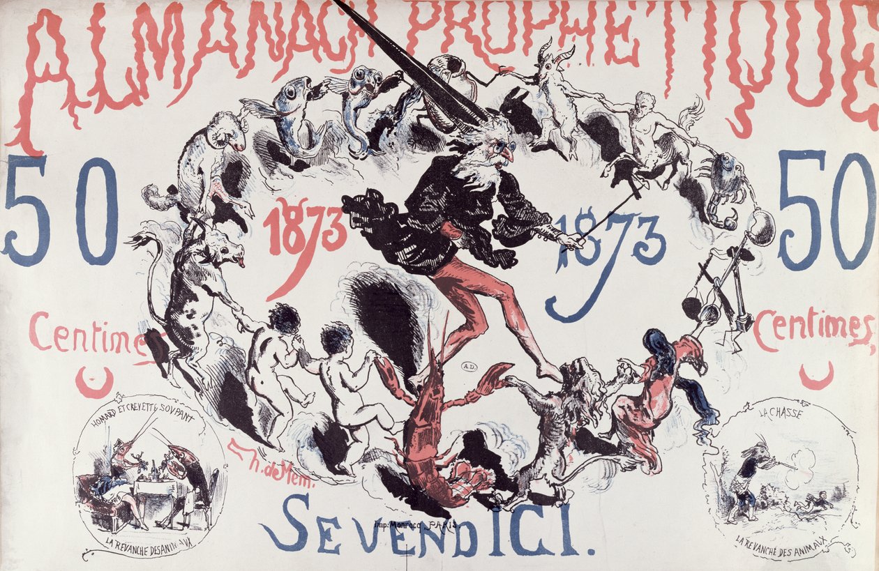 Obálka prorockého Almanachu zobrazujícího Nostradama, 1873 od French School