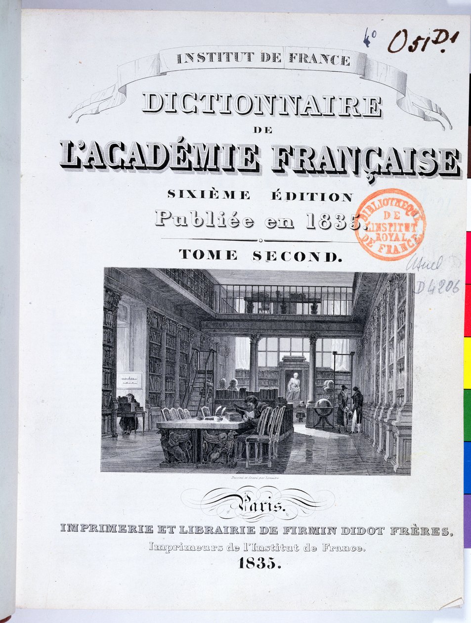 Obálka Slovníku Francouzské akademie, 1835 od French School