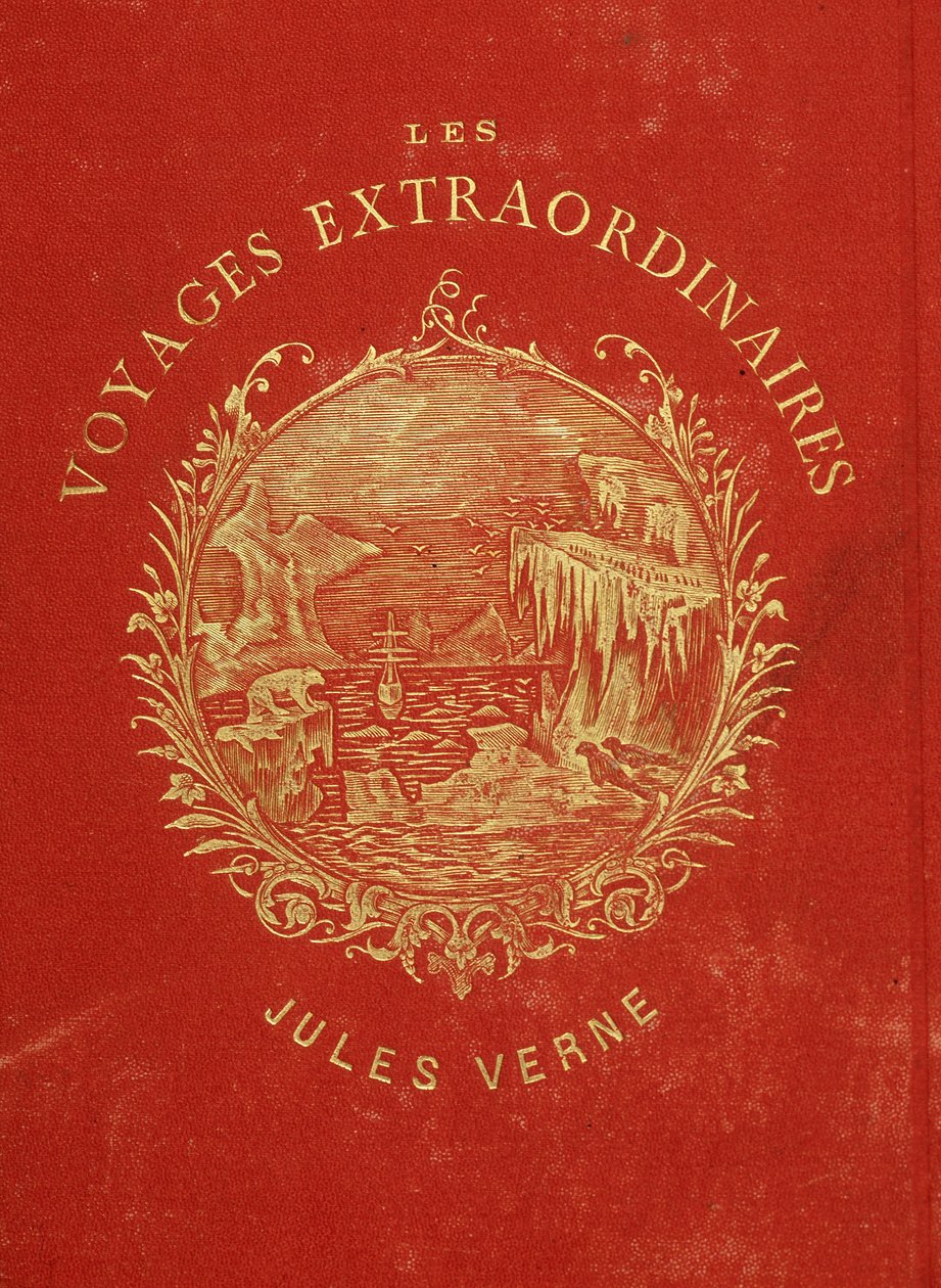 Obálka kolekce „“Les Voyages Extraordinary”” od Julese Verna. Konec 19. století. od French School