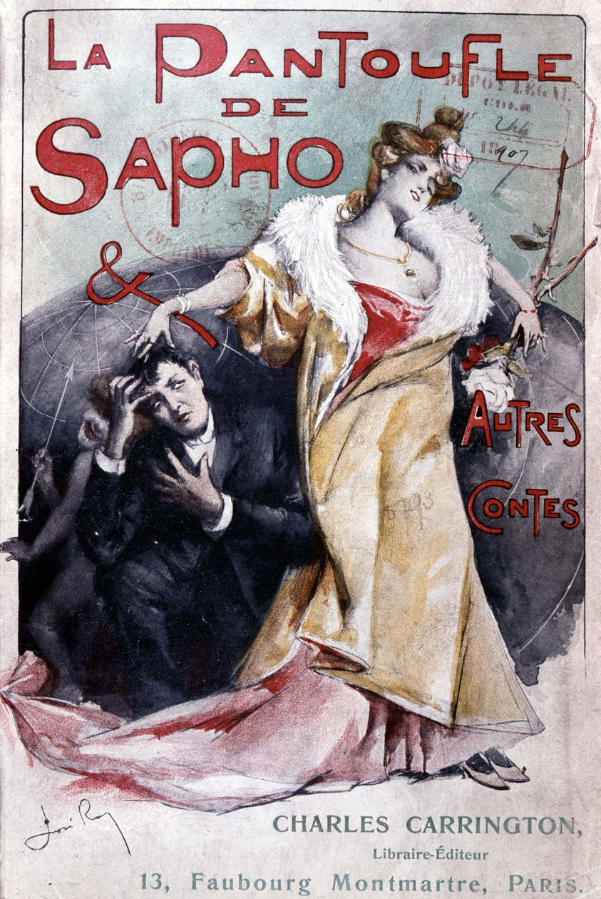 Obálka populárního románu „Sapho střevíček a jiné příběhy“, ed. Carrington, Paříž, konec 19. století - B.N. od French School