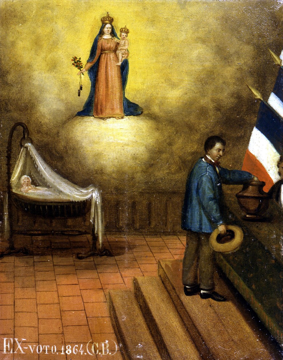 Kolébka ve volební místnosti - ex-voto, Musée de Jouques od French School