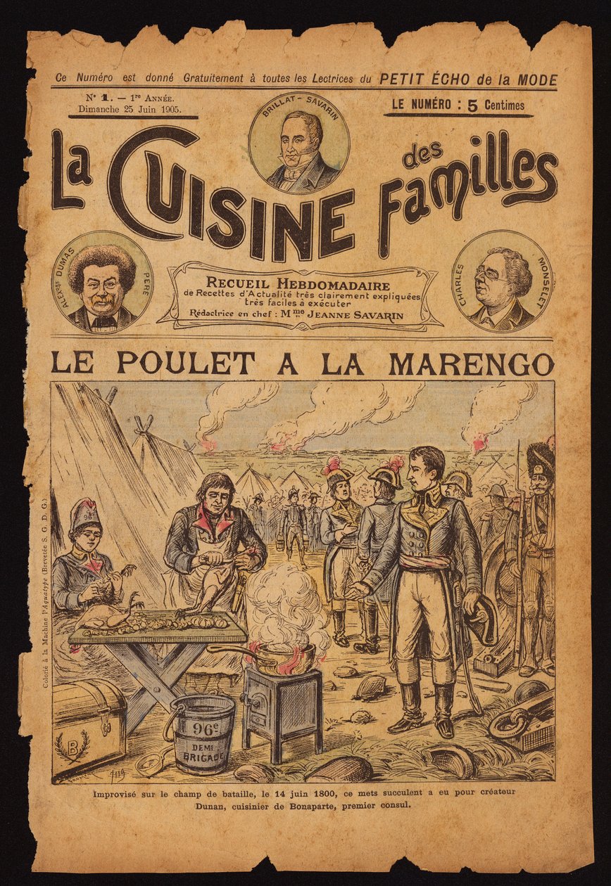 Vytvoření kuřete Marengo (kolorovaná rytina) od French School