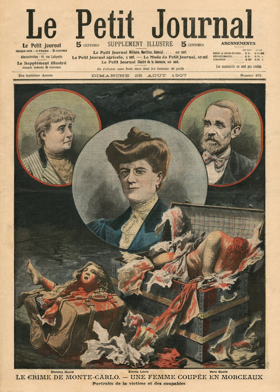 Zločin Monte Carla, žena rozřezaná na kusy, ilustrace z 