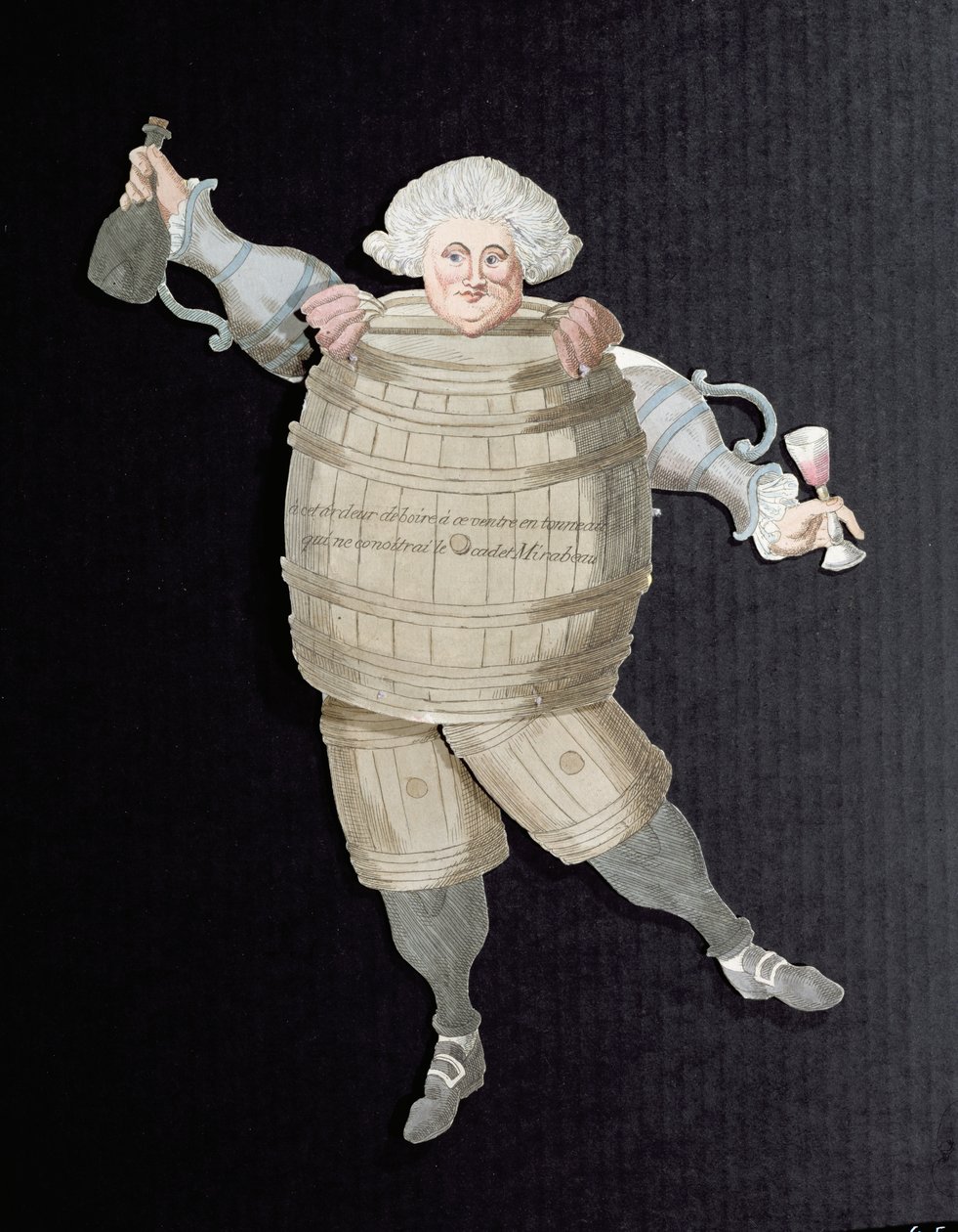 Výřez Louise Riquetiho (1754-92) vikomta z Mirabeau, přezdívaný Mirabeau-Tonneau (sud) kolem roku 1790 (barevná rytina) (viz také 191400) od French School