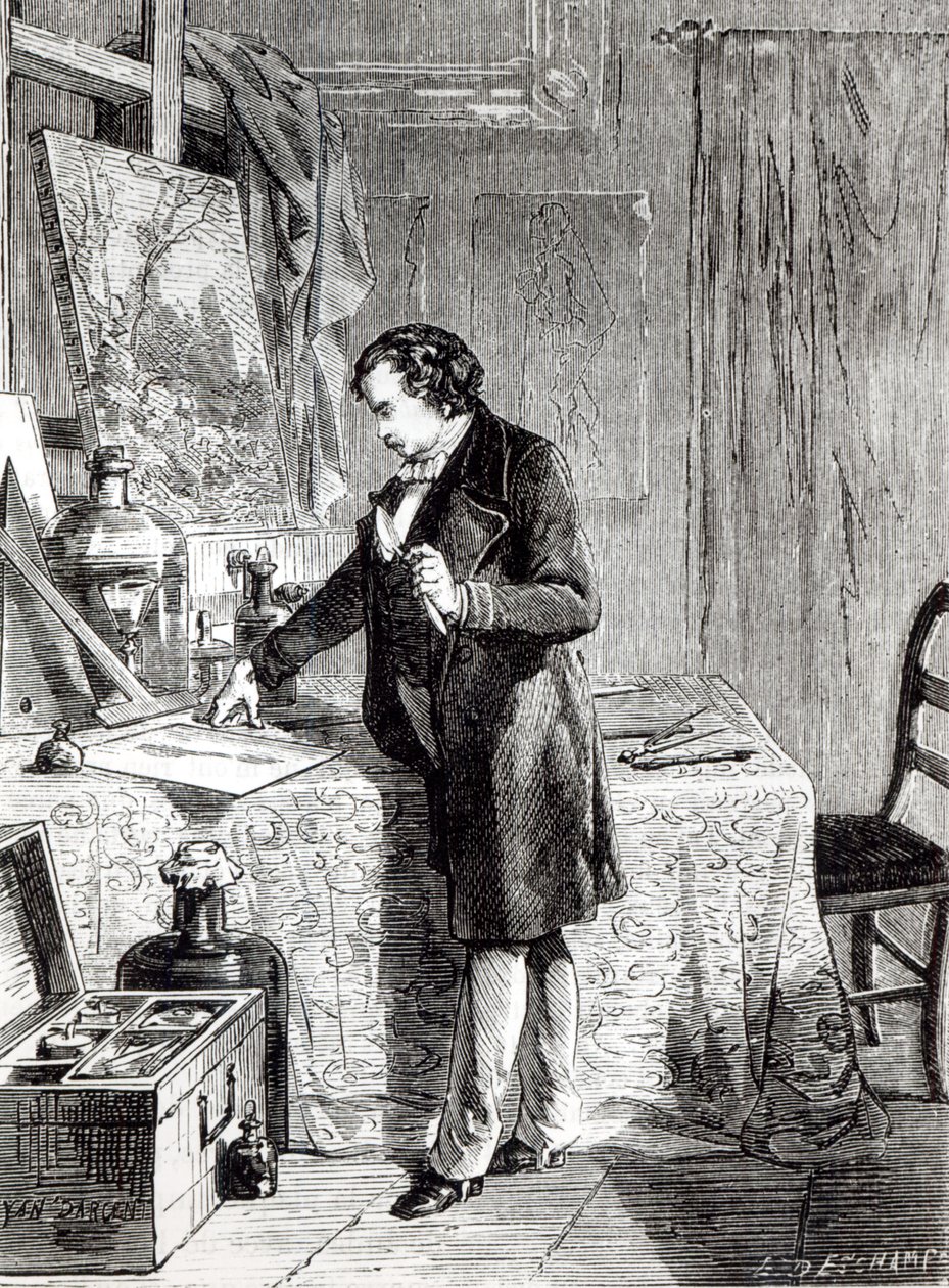 Daguerre objevil světelnou citlivost jodidu stříbrného v roce 1831 od French School
