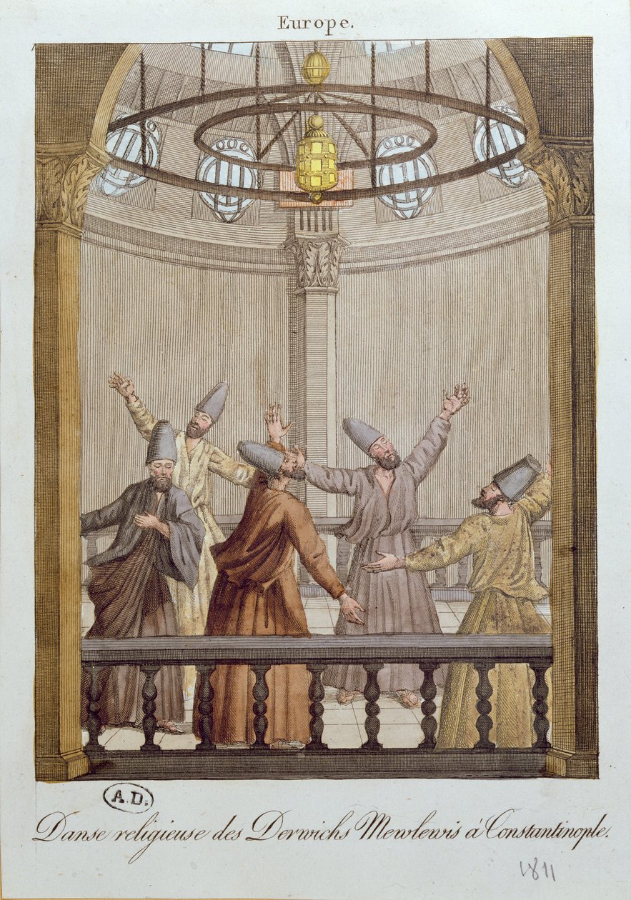 Tanec mewlewiských dervišů v Konstantinopoli, 1811 od French School