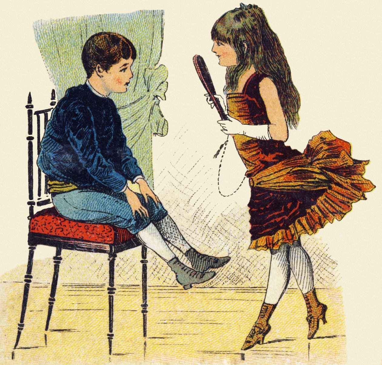 Tanečník. Rytina v "ABC indechirable na lakovaném plátně". A. Capendu, redaktor, Paříž, konec 19. století. Dětské knihkupectví ilustrované. 8 stran. Rozměr: 21,5 x 18 cm. od French School
