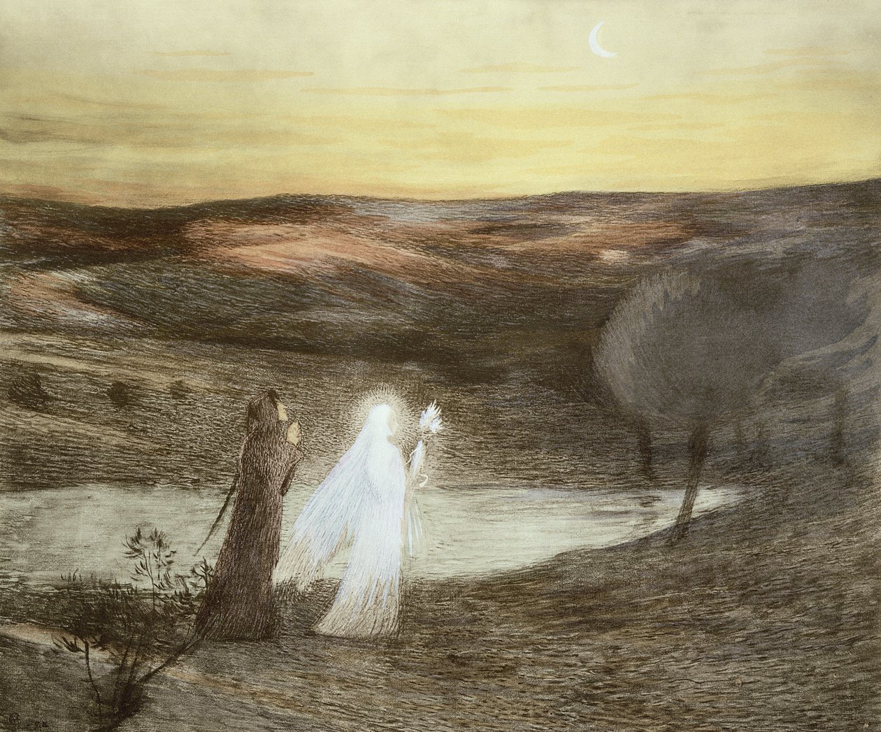 Dante a Beatrice, z LEstampe Moderne, publikoval Paříž 1897-99 od French School