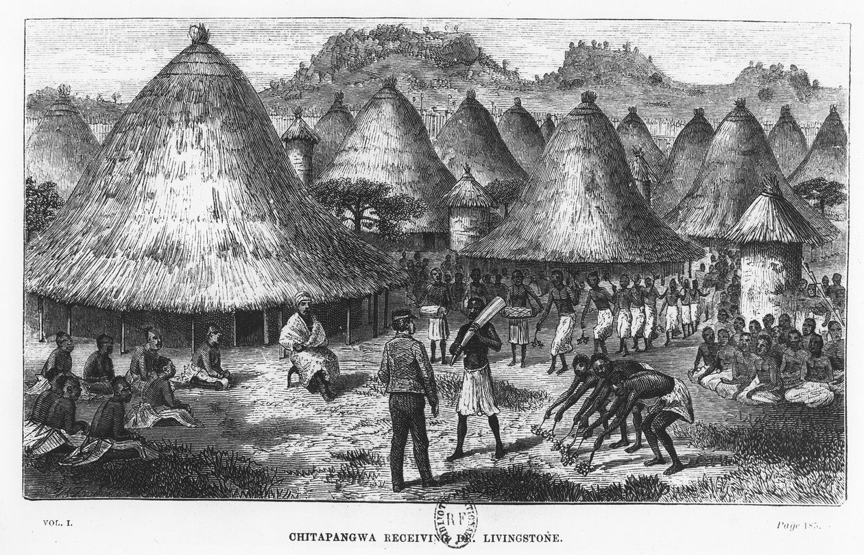 David Livingstone přivítal ve vesnici v oblasti Velkých jezer ve střední Africe od French School