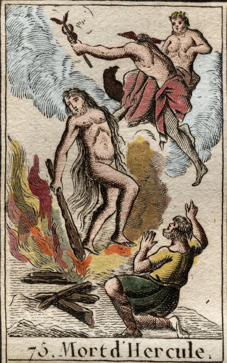 Smrt a apoteóza Herkula (Heracles) Z „Mythologie de la jeunesse“ od Pierra Blancharda 1803. od French School