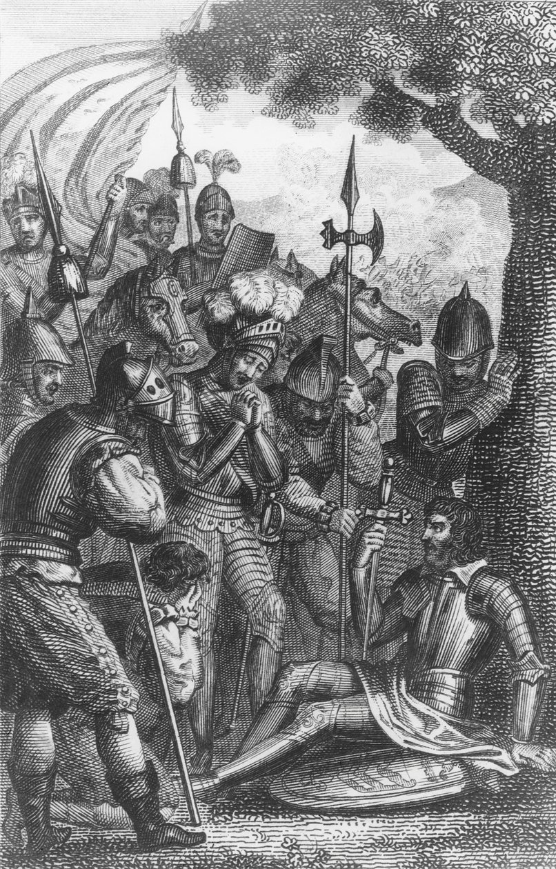 Death of Bayard (rytina) od French School