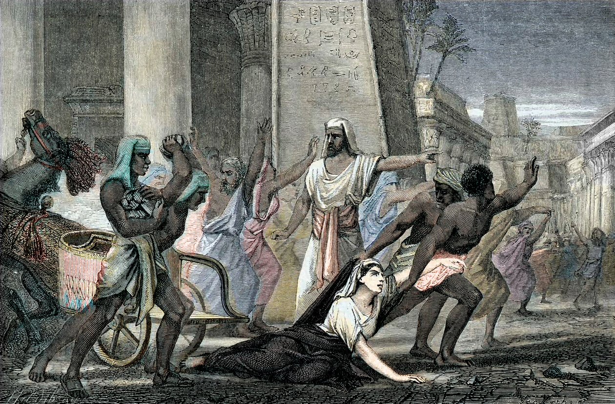 Smrt Hypatie zavražděné stoupenci Cyrila, patriarchy Alexandrie, konec 19. století (rytina) od French School