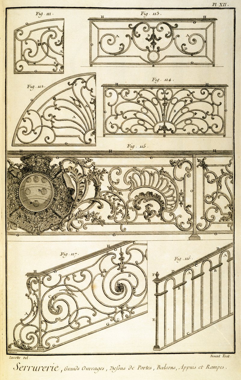 Dekorativní kování, z Diderotovy encyklopedie, hospoda. 1771 od French School