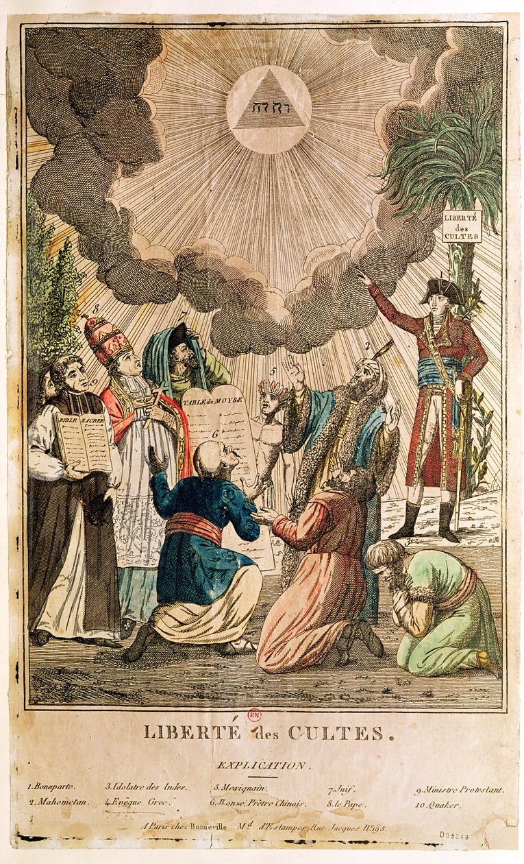 Dekret o zavedení svobody uctívání, listopad 1799 (barevná rytina) od French School