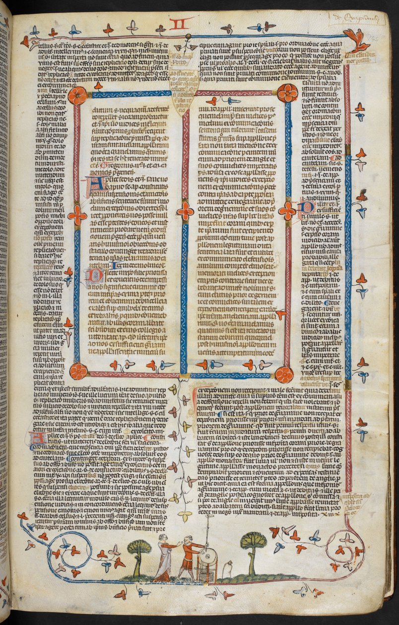Gregory IX:n decretals Bernard of Parman kiilto ("Smithfield Decretals"), MS Royal MS 10 E IV, f.144r, n.1300-40 (muste pergamentilla) od French School