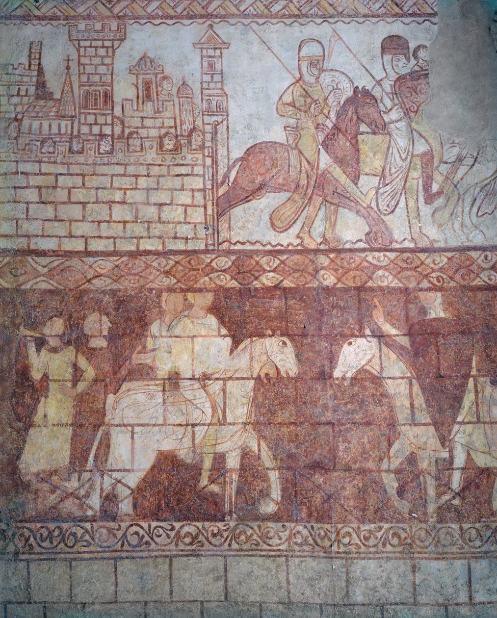 Odchod křižáckých templářských rytířů v roce 1163 z jejich syrského hradu Krak des Chevaliers do bitvy u Boquée od French School