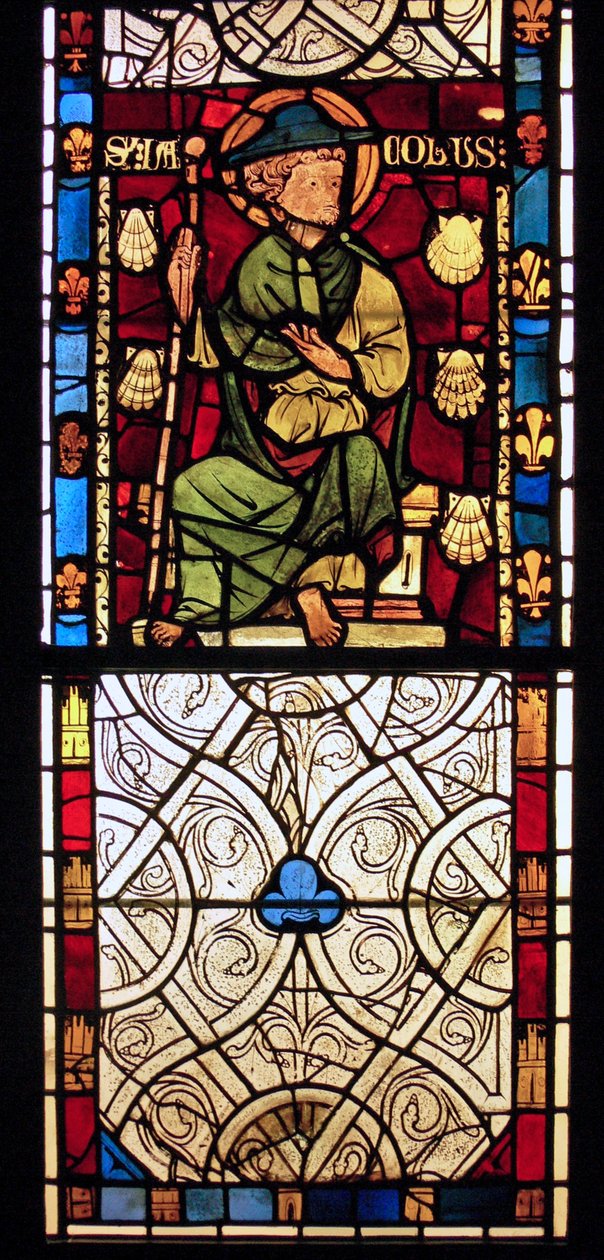 Zobrazující svatého Jakuba: Grisaille z Chapelle du Chateau, Rouen? od French School