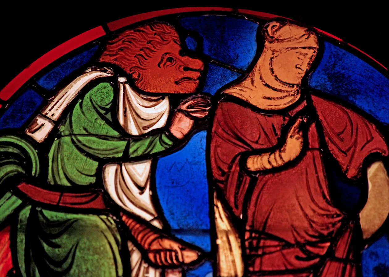 Zobrazující ďábla a ženu, ex Ste Chapelle, hnědák D od French School