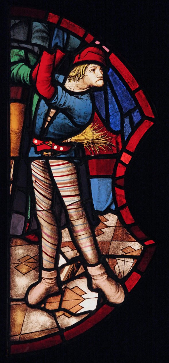 Zobrazovat mučitele; původně od St Chapelle kde to představené v c.1500; je to dobrý příklad benátského skla od French School