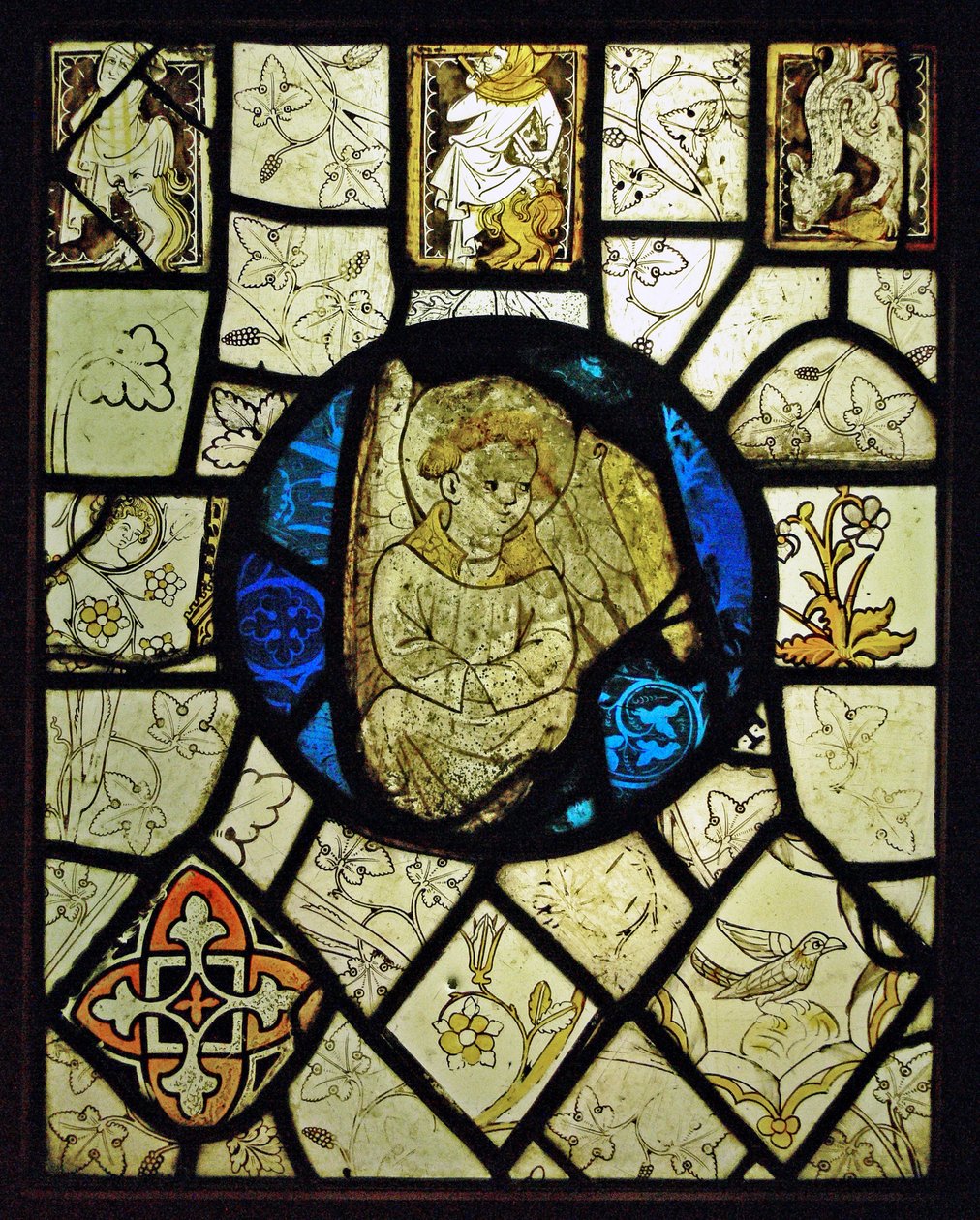 Zobrazující grisaille s groteskami a andělem; Normandie od French School
