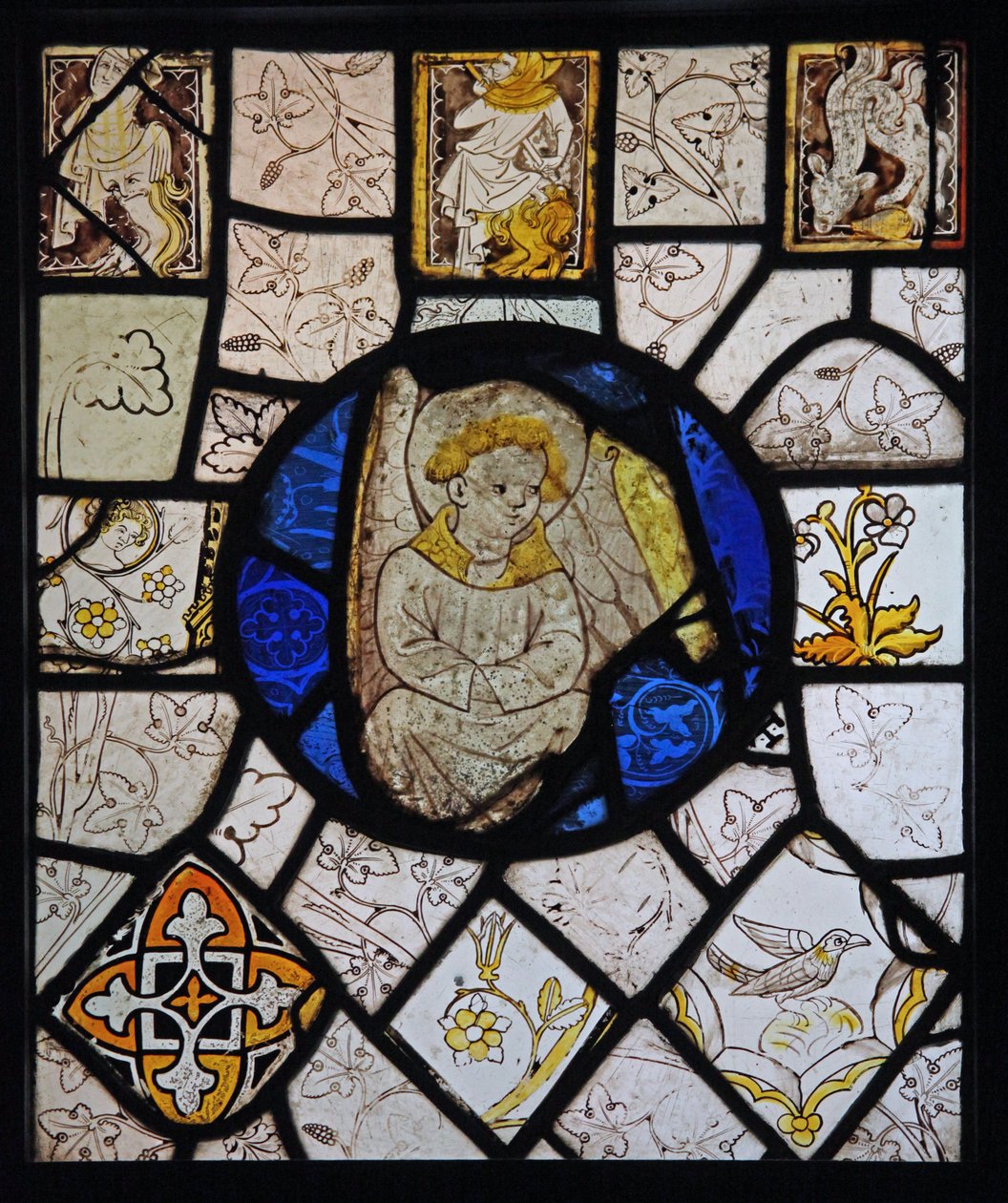 Zobrazující grisaille s groteskami a andělem; Normandie od French School