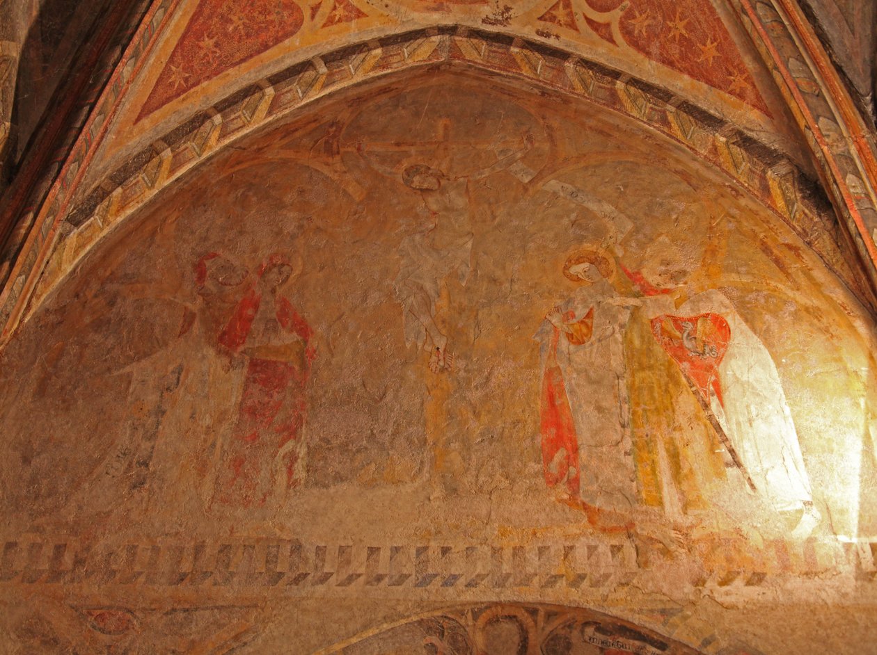 Zobrazující ukřižování s Marií a svatým Janem od French School