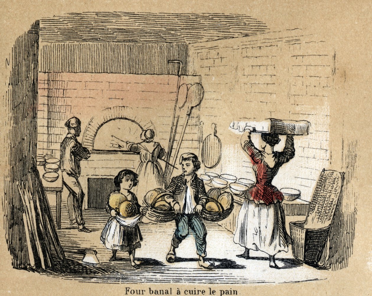 Popis různých fází výroby a použití hlíny: hlína na pečení v peci na chleba. Talíř “” The clay and its products”” in “” Les Recreations instructives”” Synoptický obraz od Julese DELBRUCKA, rytina z roku 1860. Soukromá sbírka. od French School