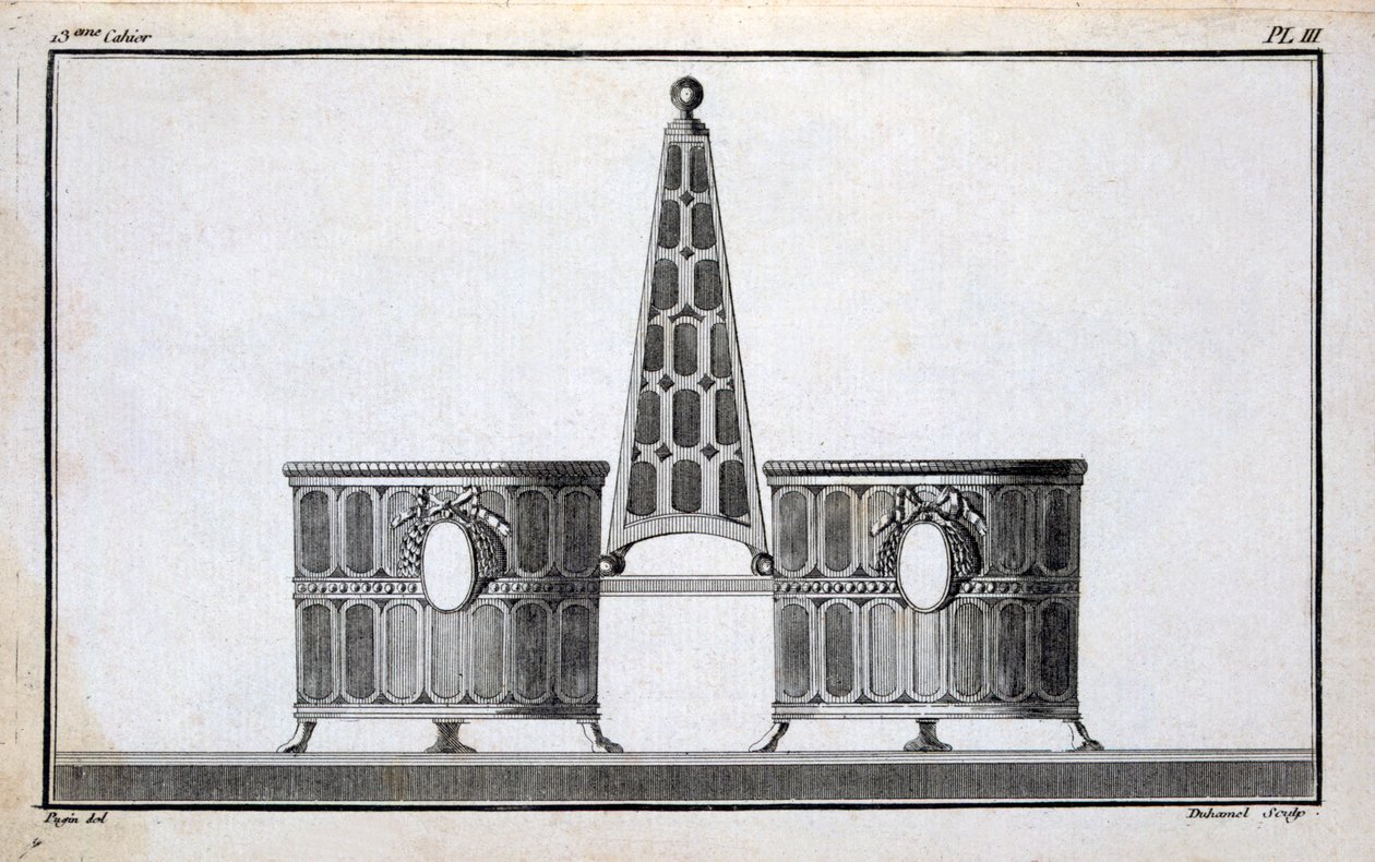 Design by Pugin, ze vzorníku neoklasických kovodělných návrhů, které dal dohromady Duhamel, cca 1770-80s od French School