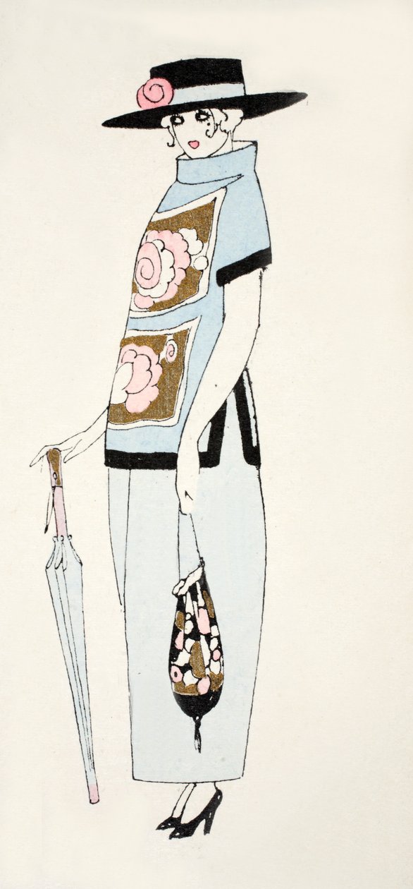 Design for a Day Dress, cca 1919 (pochoir print) od French School