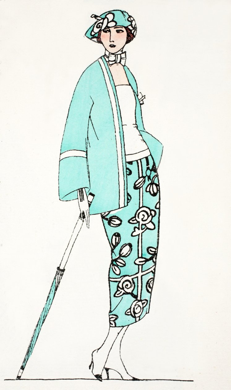 Design for a Day Dress c 1919 (pochoir print) od French School
