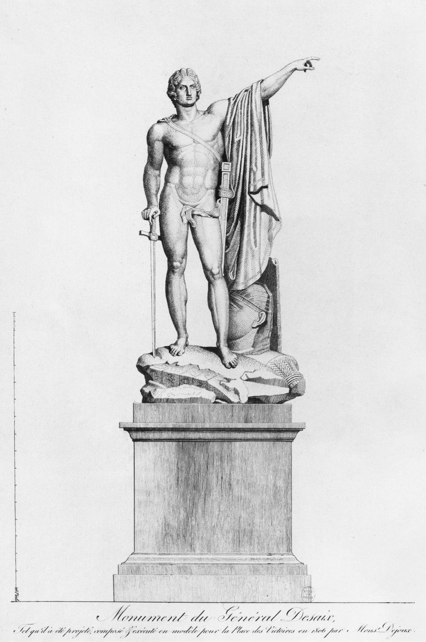 Návrh pomníku generála Desaix de Veygoux od sochaře Clauda Dejouxe, Place des Victoires, Paříž, 1806 od French School