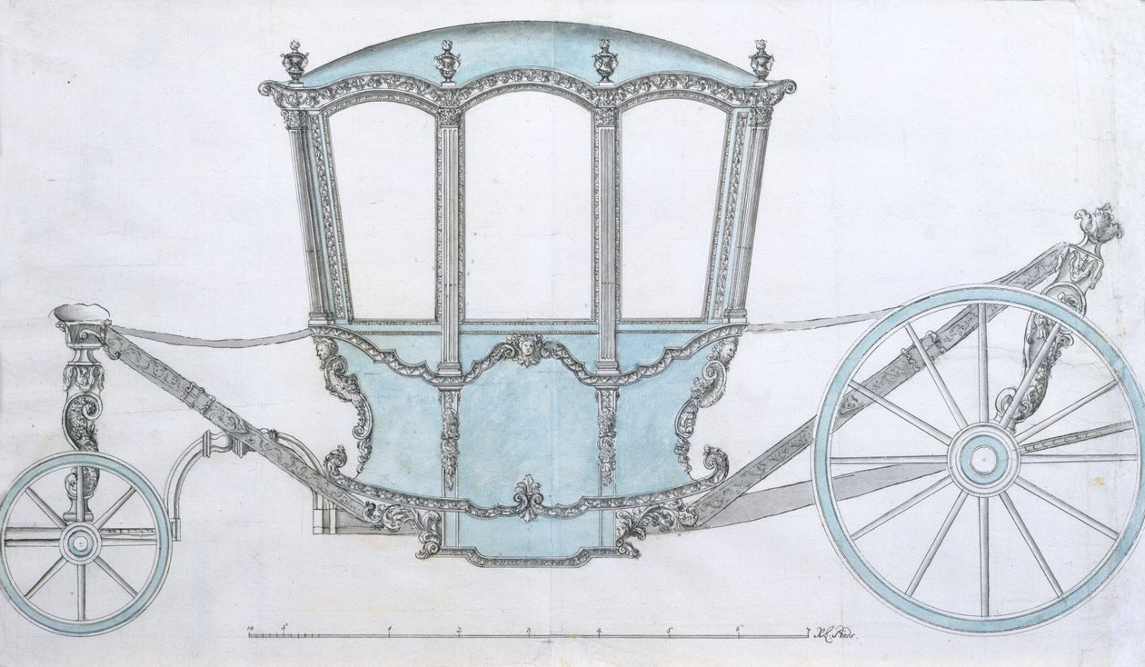 Design pro trenéra, cca 1760 (pero a inkoust s modrým praním) od French School