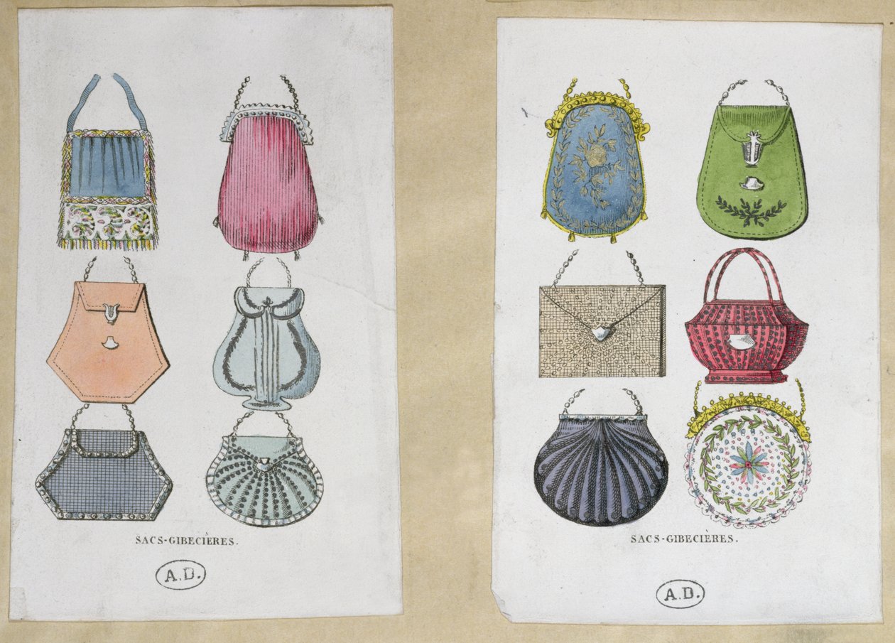 Designy pro tašky přes rameno, 1822 od French School