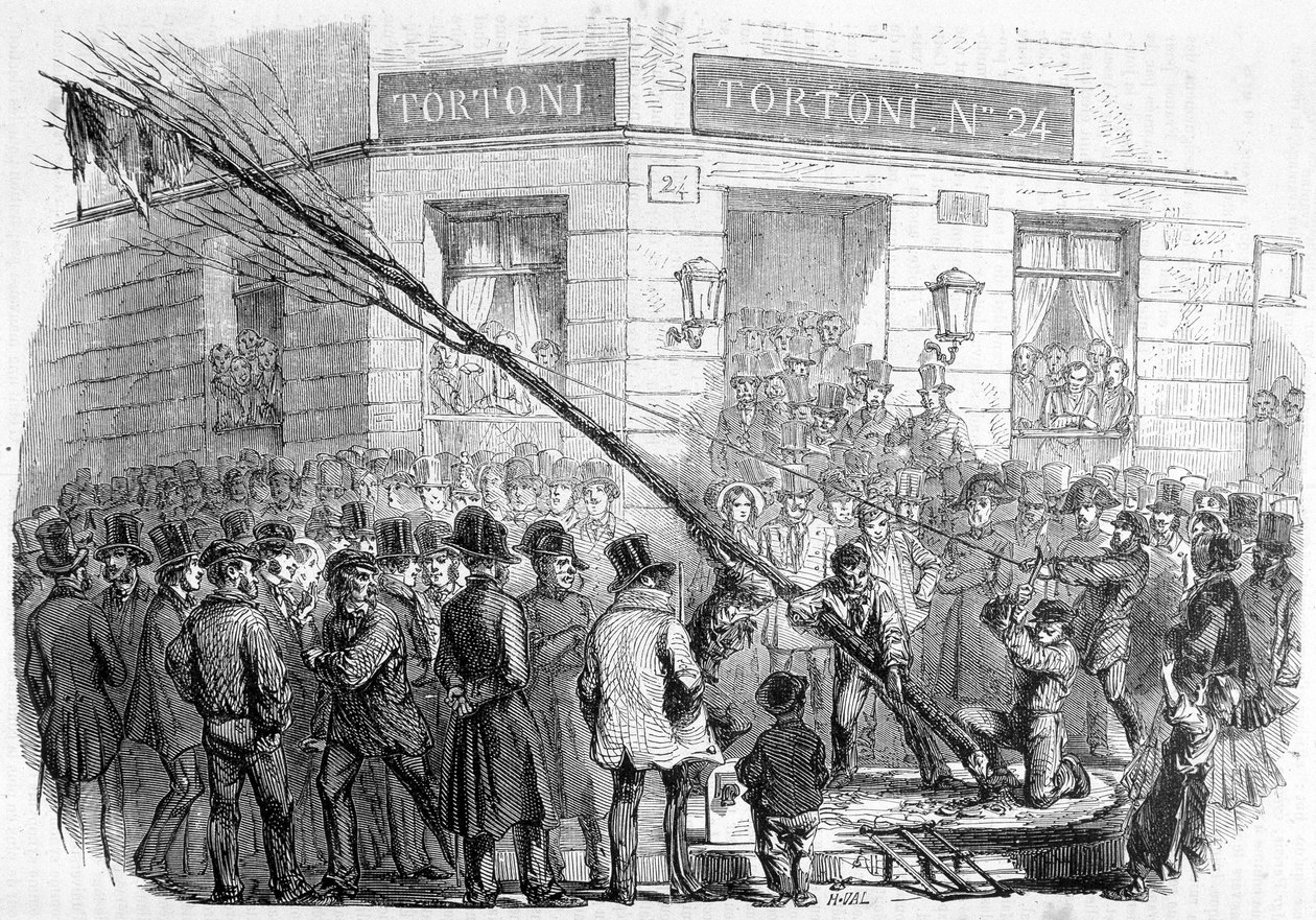 Destruction of Liberty Trees (únor – březen 1850) – v „Současné historii Francie“, Hachette, Paříž od French School
